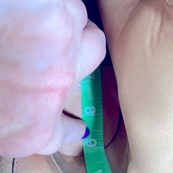 Tan Faux Suede Booties, maybe sz 61/2 to 7, 4 in acrylic heel, some flaws. - Picture 10 of 10